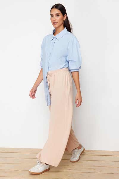Trendyol Modest Steinfarbene Webhose mit weitem Bein TCTSS22PL0240