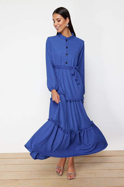 Trendyol Modest Сукня Orme Burumcuk з ґудзиками та китицею Saks TCTSS24EB00261