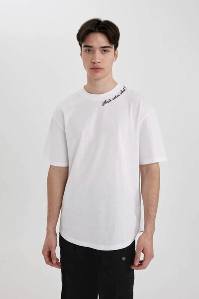 DeFacto Erkek T-shirt Beyaz C2135ax/wt34