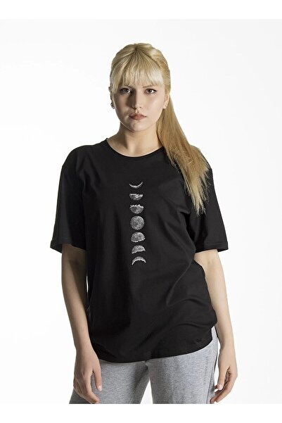 Frisson frissonŽenska velika veličina crna T-shirt - Faze Meseca Štampano