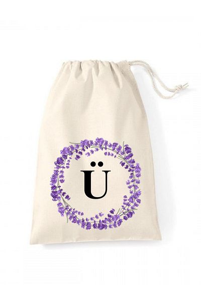 Elbasan Tekstil 20 X 30 Raw Cloth Pouch Letter U Printed Drawstring Raw Cloth Pouch (1 Piece)