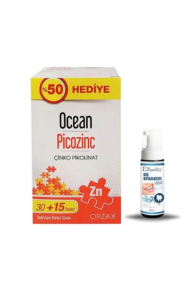 Ocean Orzax Ocean Picozinc Food Supplement 30 + 15 Tablets + Gift Teeth Whitening Foam