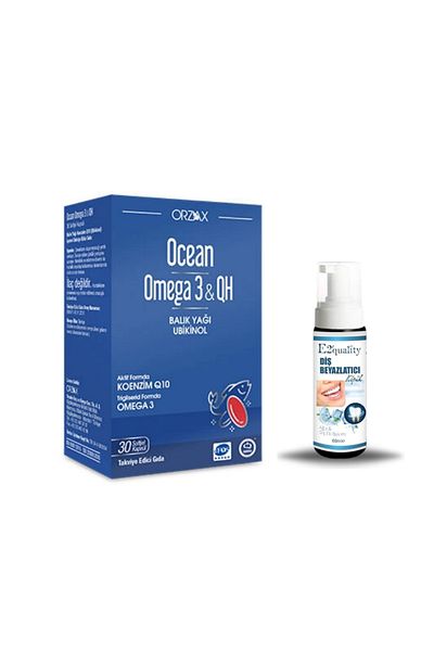 Ocean Omega 3 & QH Food Supplement 30 Capsules + Gift Teeth Whitening Foam