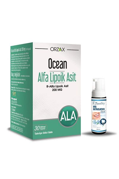 Ocean Alpha Lipoic Acid 200 mg 30 Capsules + Gift Teeth Whitening Foam