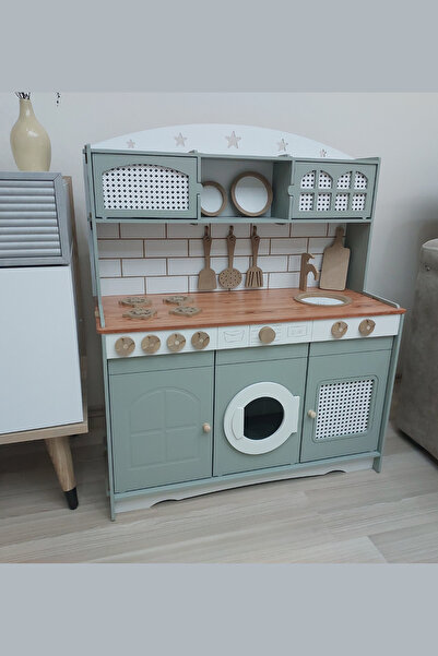 Hedef Beyaz Hazeranlı Yeşil Oyuncak Mutfak Seti(LEDLİ)