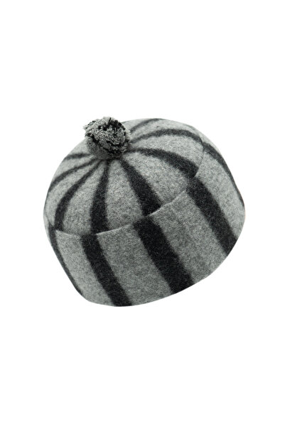 FEZKON BLACK STRIPED FELT BERET
