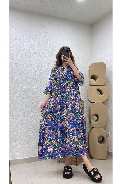 ZF BUTİK KOŠILEOVÉ ŠATY MULTICOLOR FAKIR RUKÁV DOMINANTNÍ LÍMEC