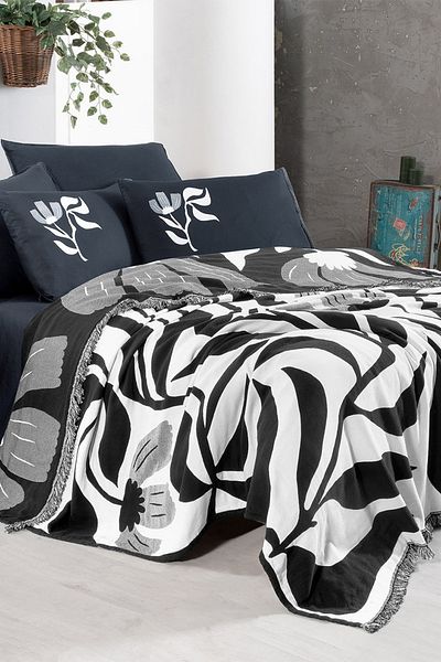 Sarev Black Single Keila Pique - 100% Cotton Painted Set