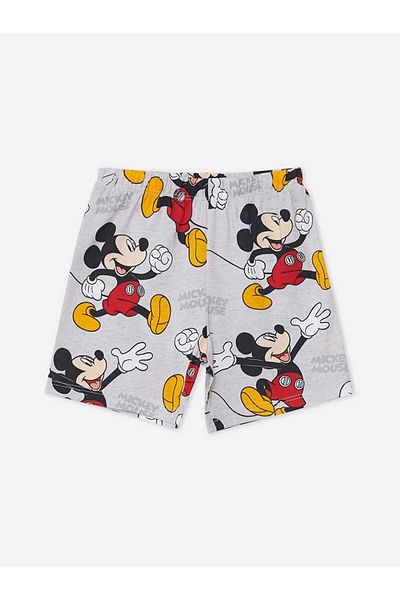 LC Waikiki LCW baby Crew Neck Short Sleeve Mickey Mouse Printed Baby Boy Pajamas Set with Shorts