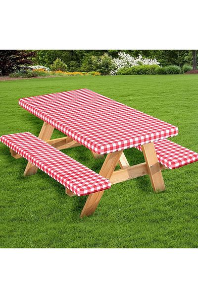 Huge Home Standard Size Picnic Table Cloth and Bench Seat Cover Set - Picnic Cloth - Picnic Table Cloth