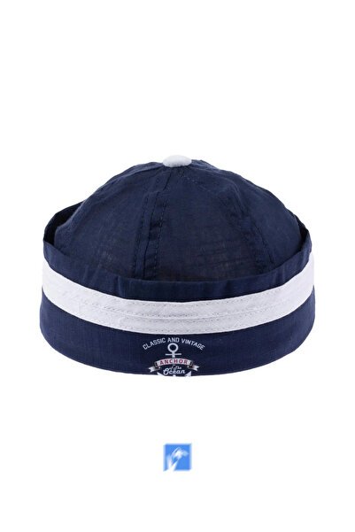 Kardelen Butik Denizli %100 Pamuk Erkek Çocuk İçin Denizci Şapkası  ( 1-3 Yaş...