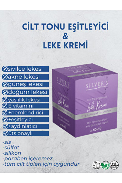 Silver's Naturals Leke Karşıtı Cilt Tonu Eşitleyici E Vitaminli-50ml(SİVİLCE,DOĞUM,YAŞLILIK LEKESİ,GÜNEŞ YANIKLARI) X2