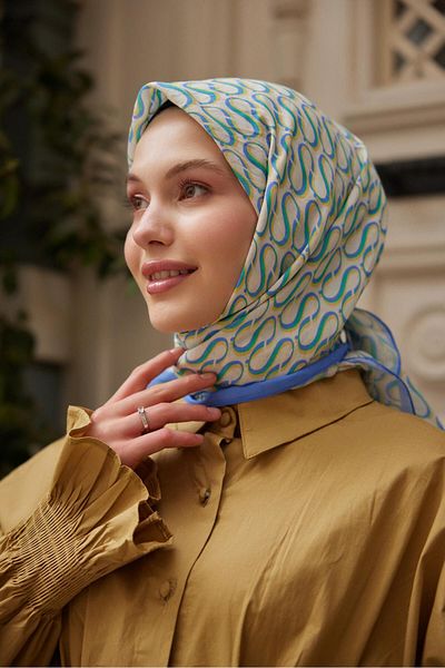 Şalland S Pattern Baroq Scarf Indigo