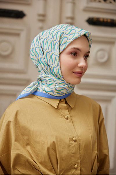Şalland S Pattern Baroq Scarf Indigo