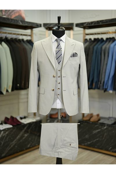 LONATOLİA Men's Suit Swallow Collar Italian Style Slim Fit Jacket Vest Pants
