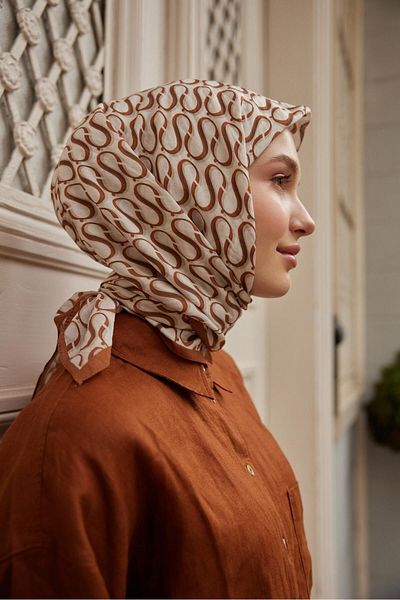 Şalland S Pattern Baroq Scarf Caramel