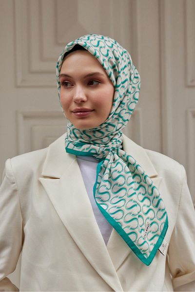 Şalland S Pattern Baroq Scarf Turquoise