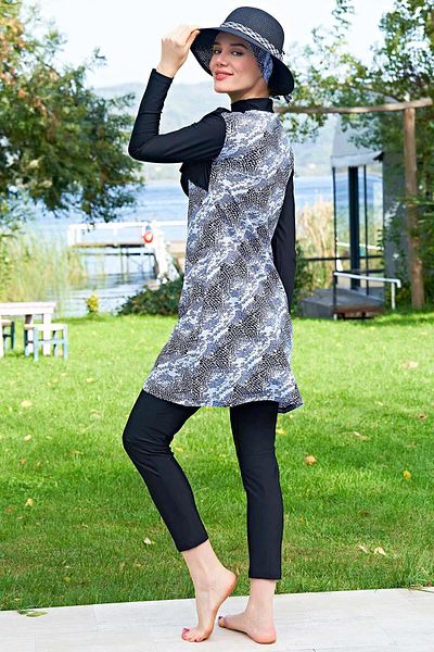 Ruko Maio Women's Cepken Model Long Sleeve Lycra Black Hijab Swimsuit C1T0N4O2