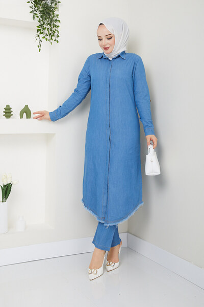 Pamuk Butik Γυναικείο Σετ Τζιν Διπλό με Παντελόνι