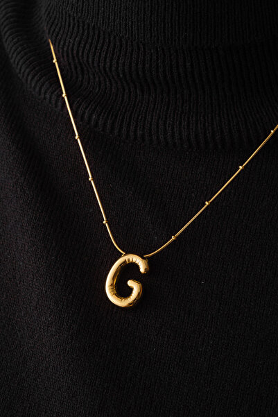 ByFlorya Jewelry قلادة بالون الفقاعات "G" مع حروف فولاذية على شكل سمكة من الخ...