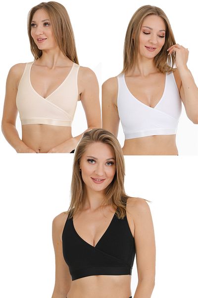 par lingerie pl SET DE 3 BUSTIER DE ALĂPTARE SPORTSMAN NEGRU-ALB-TEN
