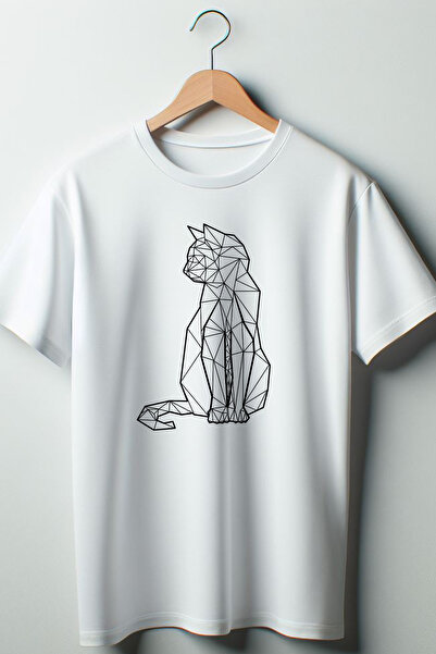 Vordevia تي شيرت أبيض برقبة دائرية كبير الحجم مطبوع عليه قطة