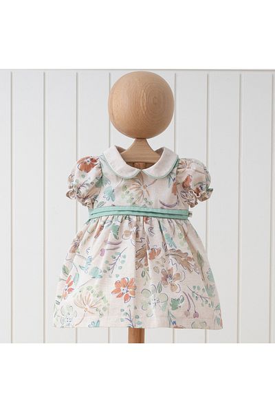 DIDuStore vintage Floral Printed Cotton Baby Dress - Peter Pan Collar