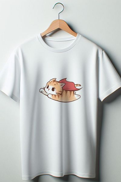 Vordevia Tricou alb oversize cu imprimeu cu pisici