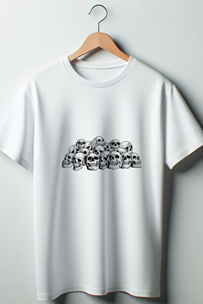 Vordevia Tricou alb oversize cu imprimeu cu craniu