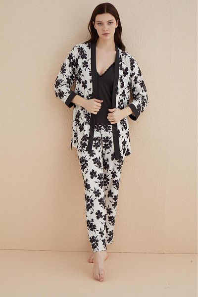 Mihra SS24 30201-01 Women's / Marla Dressing Gown Six Long Set / Black