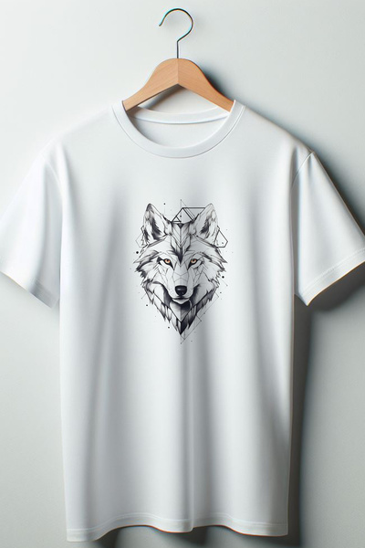 Vordevia Tricou alb oversize cu imprimeu Wolf