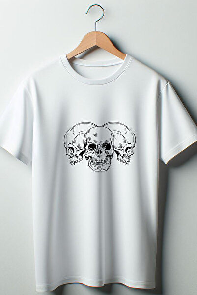 Vordevia Tricou alb oversize cu imprimeu cu craniu