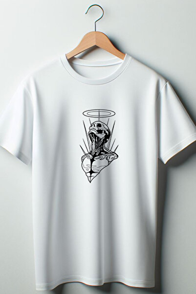 Vordevia Tricou alb oversize cu imprimeu înger