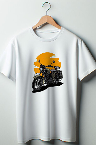 Vordevia Λευκό μπλουζάκι με στάμπα μοτοσικλέτας Oversize Crew Neck