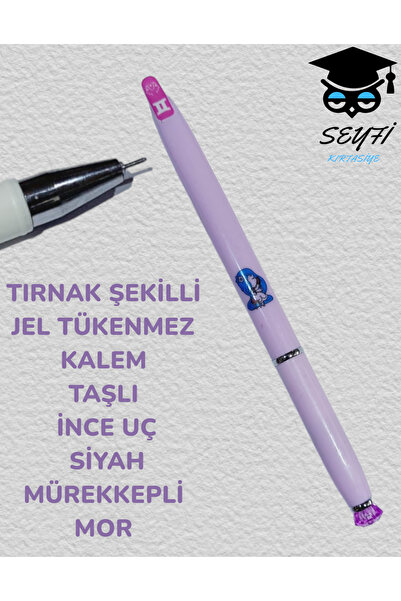 SEYFİKİRTASİYE قلم جل على شكل مسمار مضاد للانزلاق، طرف لؤلؤي حجري، حبر أسود