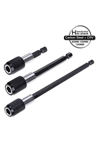 PROXTECH Profesyonel  Paslanmaz Vanadium Çelik   6 10 15 Cm 3 Lü Bits Uzatma Adaptörü 3 Adet