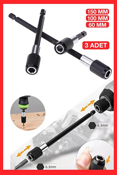 PROXTECH Profesyonel  Paslanmaz Vanadium Çelik   6 10 15 Cm 3 Lü Bits Uzatma Adaptörü 3 Adet
