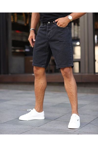 TÜZeMEN Boyfrend Anthracite Jean Capri-shorts