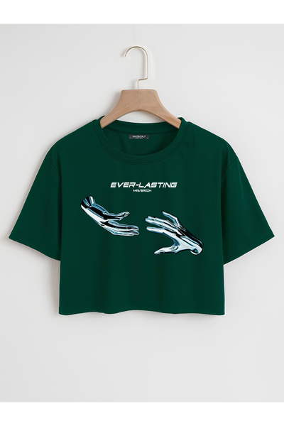 Mad&Calf Ženska večna Štampano Oversize kroj Skraćeni kroj majica