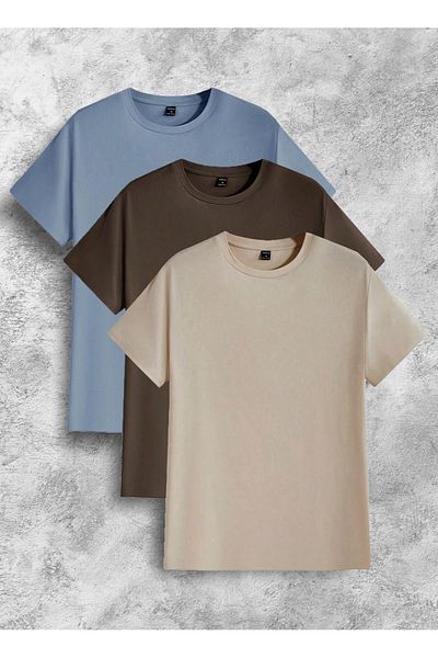 viperkombin 3 Συσκευασία Oversize χτενισμένο βαμβακερό μπλουζάκι