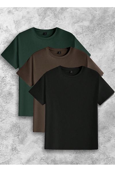 viperkombin 3 Συσκευασία Oversize χτενισμένο βαμβακερό μπλουζάκι