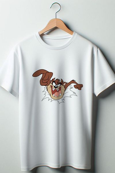 Vordevia Λευκό μπλουζάκι με στάμπα Taz Oversize Crew Neck
