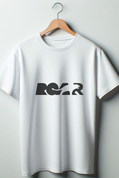 Vordevia Roar Štampano Oversize kroj okrugla kragna Bela majica