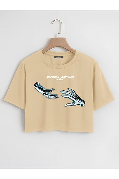 Mad&Calf Γυναικείο μπλουζάκι με στάμπα Oversize Crop