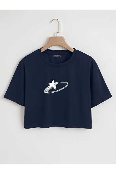 Mad&Calf Ženska majica Falling Star Štampano Oversize kroj Skraćeni kroj