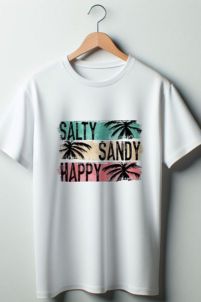 Vordevia Λευκό μπλουζάκι Salty Sandy Happy Printed Oversize Crew Neck