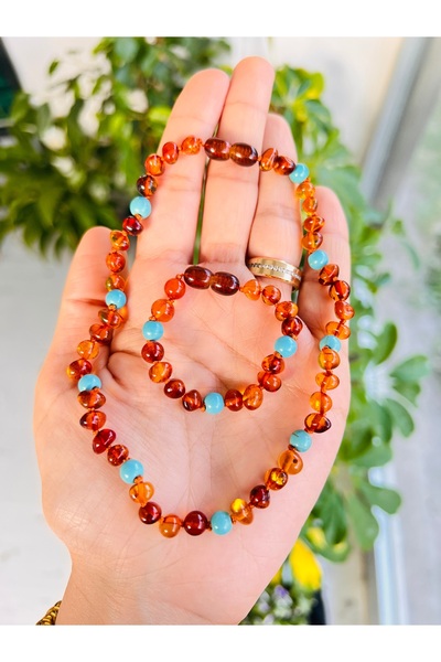 Kehribarkolyecimm sertifikalı damla kehribar bebek seti