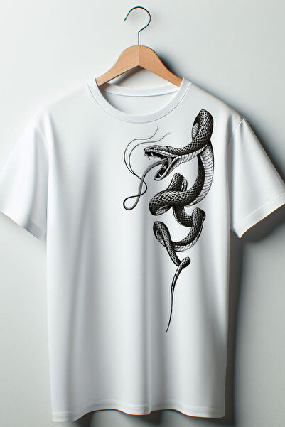 Vordevia Λευκό μπλουζάκι με στάμπα φιδιού με λαιμόκοψη