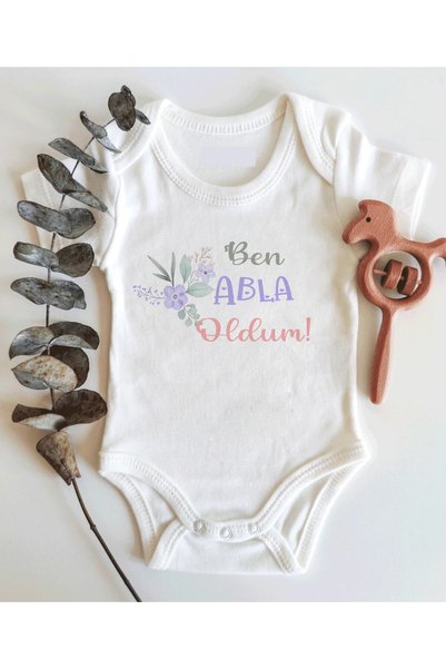TUĞBABABY Ben Abla Oldum Kısa Kol Organik Bebek Body