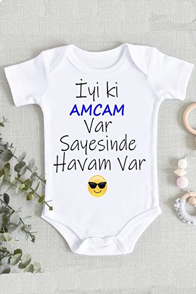 TUĞBABABY Bebek Iyi Ki Amcam Var Sayesinde Havam Var Baskılı Zıbın Body